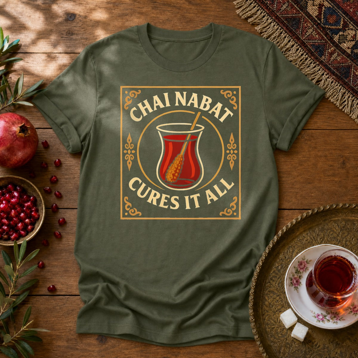 Chai Nabat Cures it All Unisex T-Shirt - Military Green