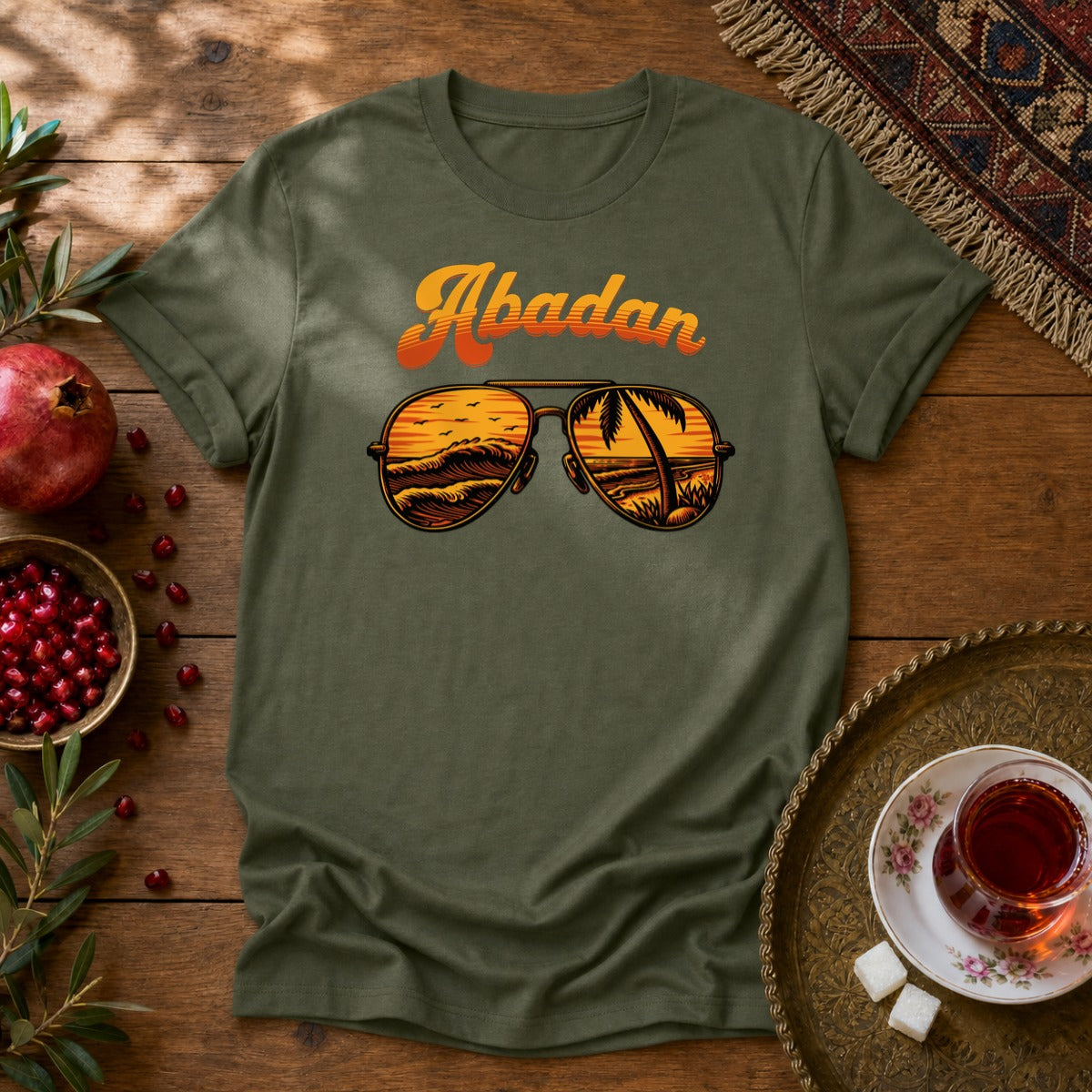 Abadan Sunglasses Unisex T-Shirt - Military Green