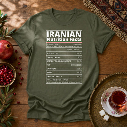 Iranian Nutrition Facts Unisex T-Shirt - Military Green