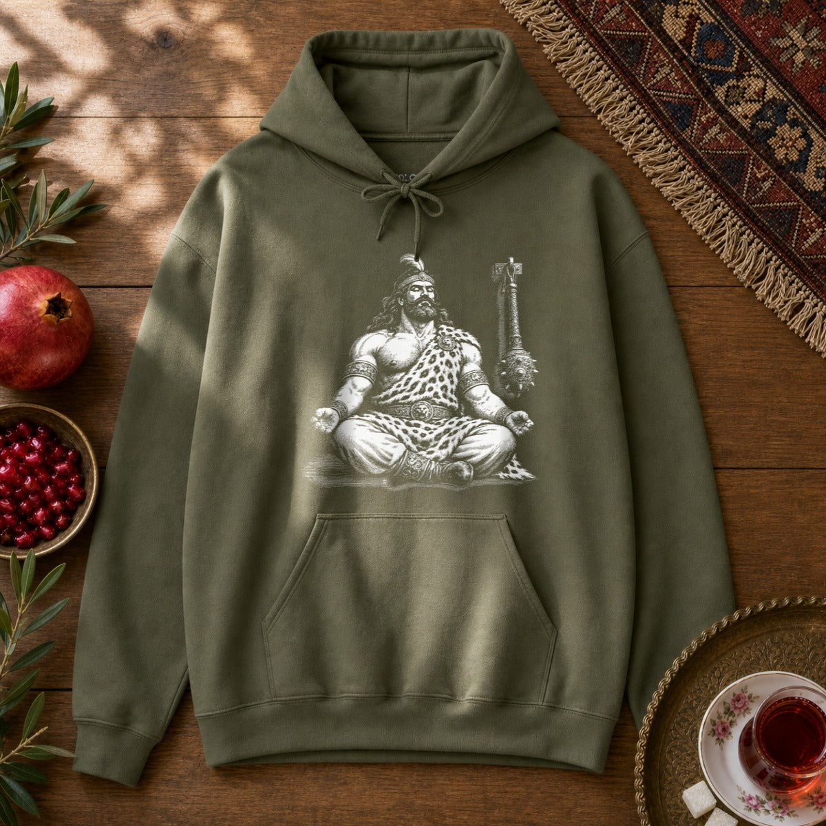 Meditating Rostam Hoodie - Military Green