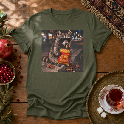 Pofak Raccoon Unisex T-Shirt - Military Green