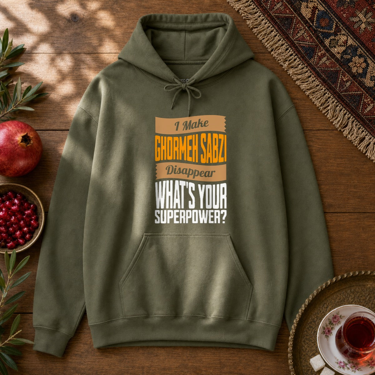 I make Ghormeh Sabzi disappear Hoodie - Military Green