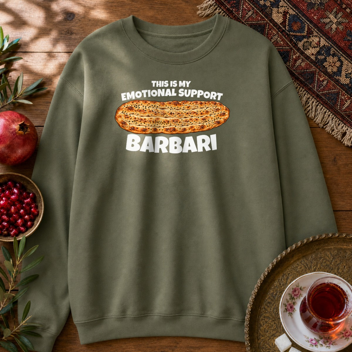 Emotional Support Barbari Sweatshirt - Military Green