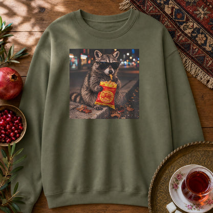 Pofak Raccoon Sweatshirt - Military Green