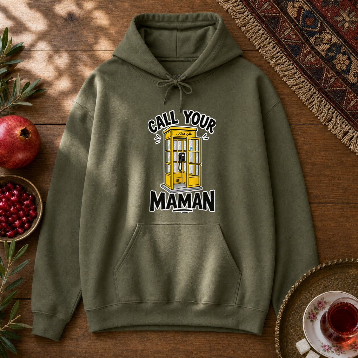 Call your Maman Hoodie - Military Green