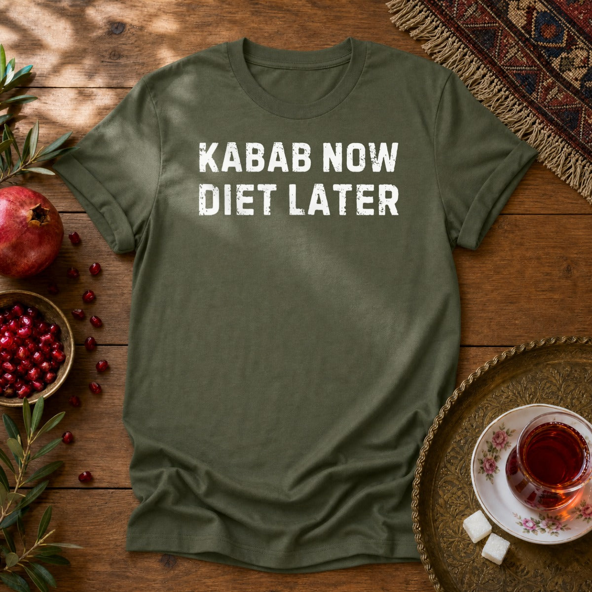 Kabab Now, Diet Later Unisex T-Shirt - Military Green