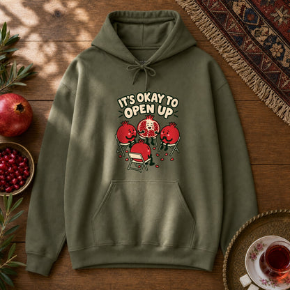 It's Okay to Open Up Hoodie - Military Green