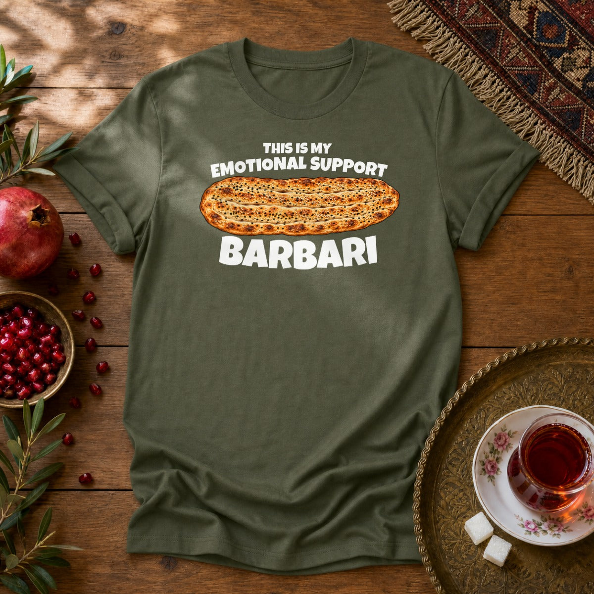 Emotional Support Barbari Unisex T-Shirt - Military Green