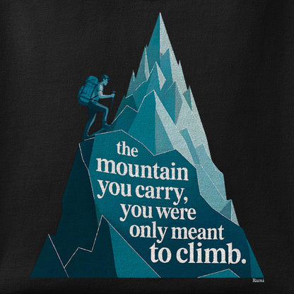 Close-up of the Mountain - Rumi print showing ink detail on the fabric