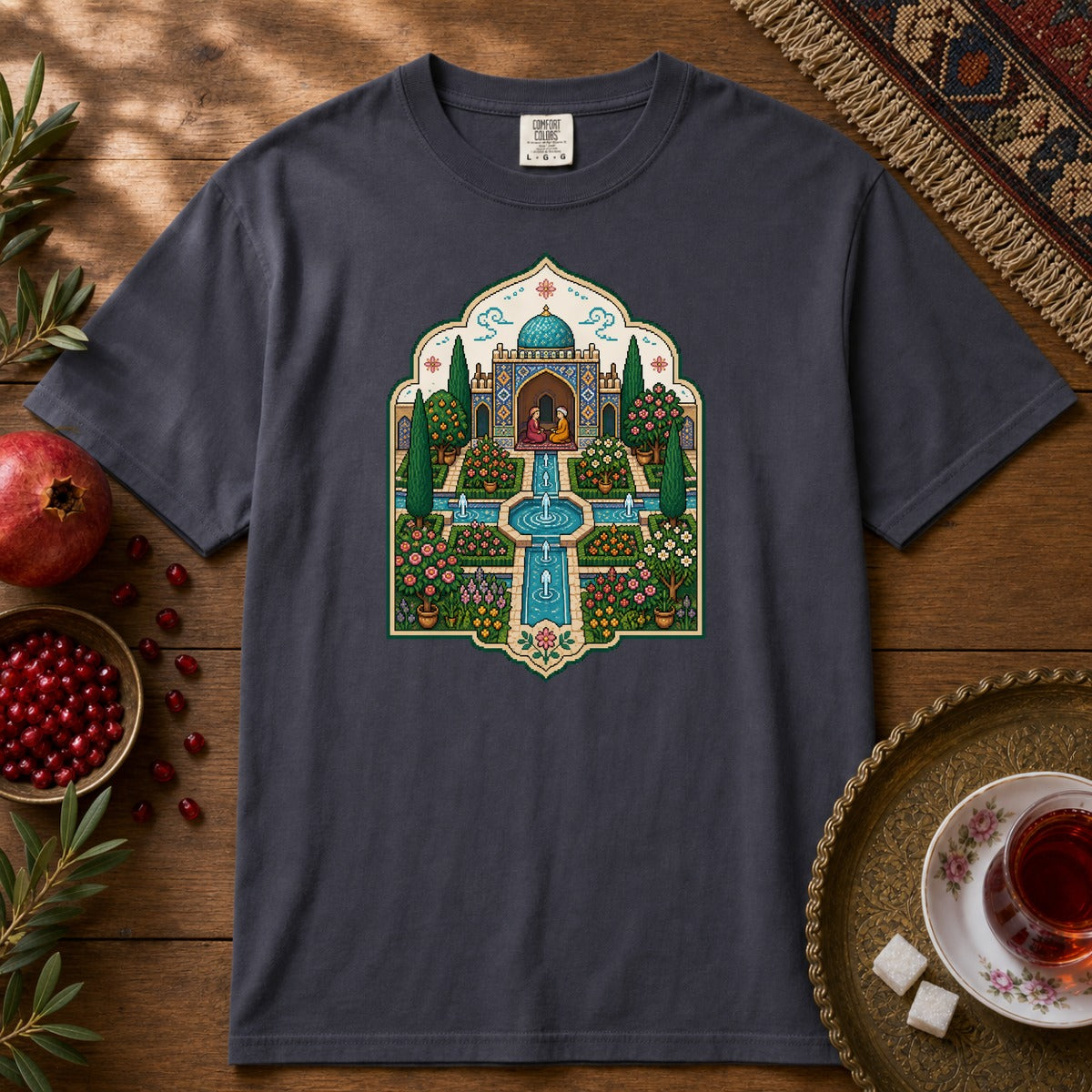 Persian Garden Miniature - Pixel Art Premium Tee - Navy