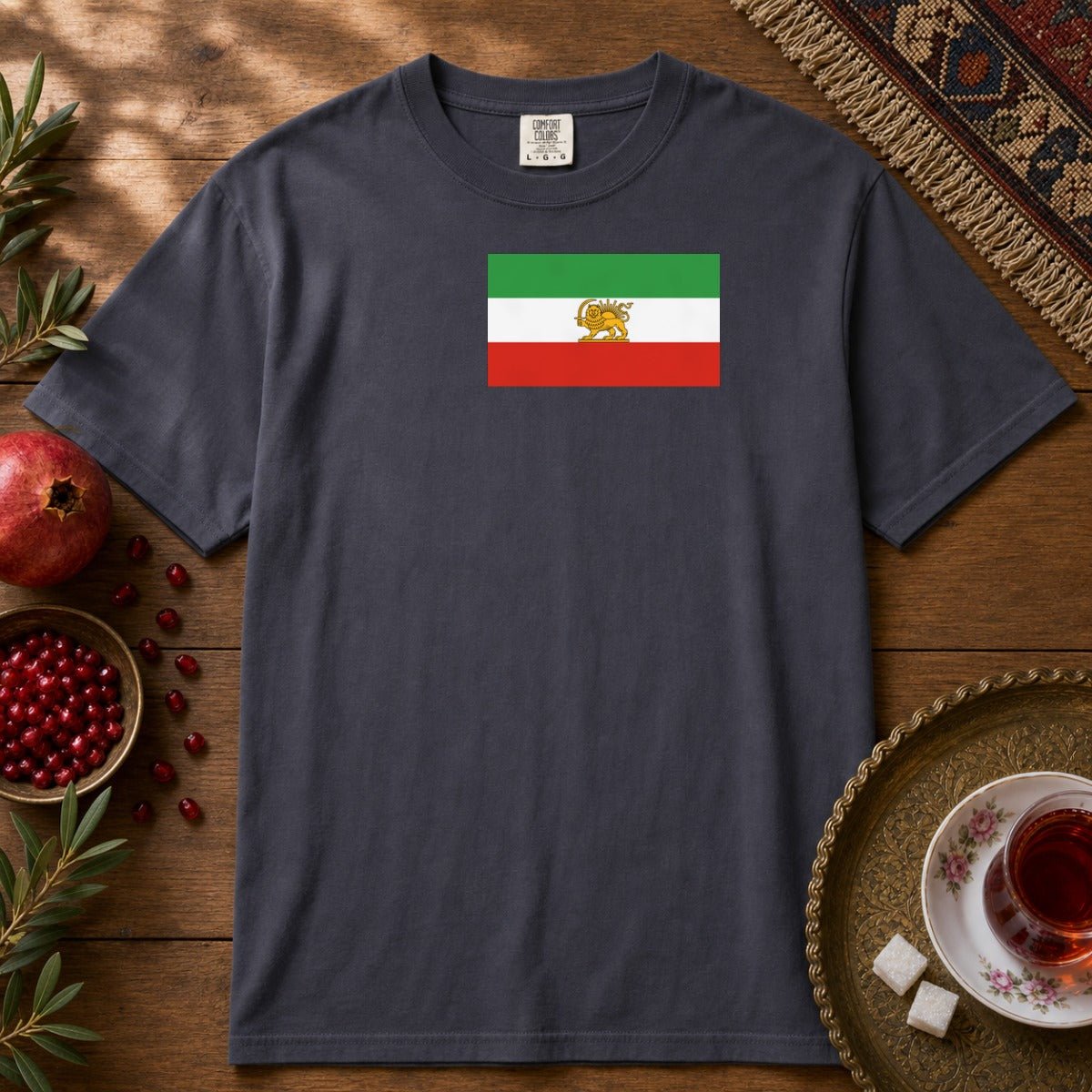Shir-o-Khorshid (Lion & Sun) Premium Tee - Navy