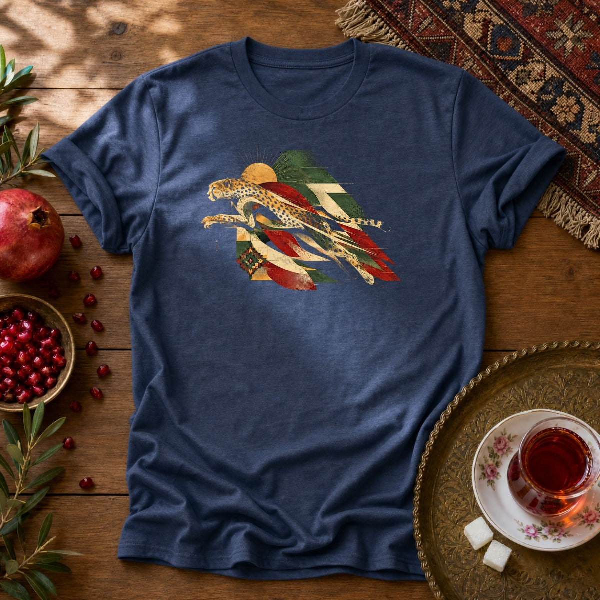 Asian Cheetah Unisex T-Shirt - Navy