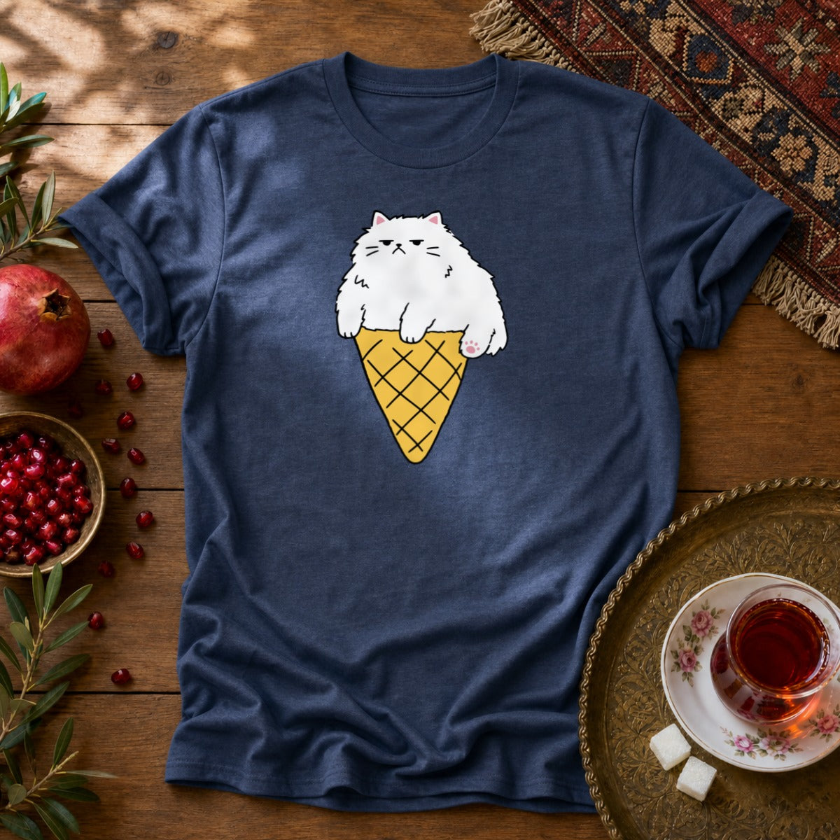 Persian Ice Cream Cone Unisex T-Shirt - Navy