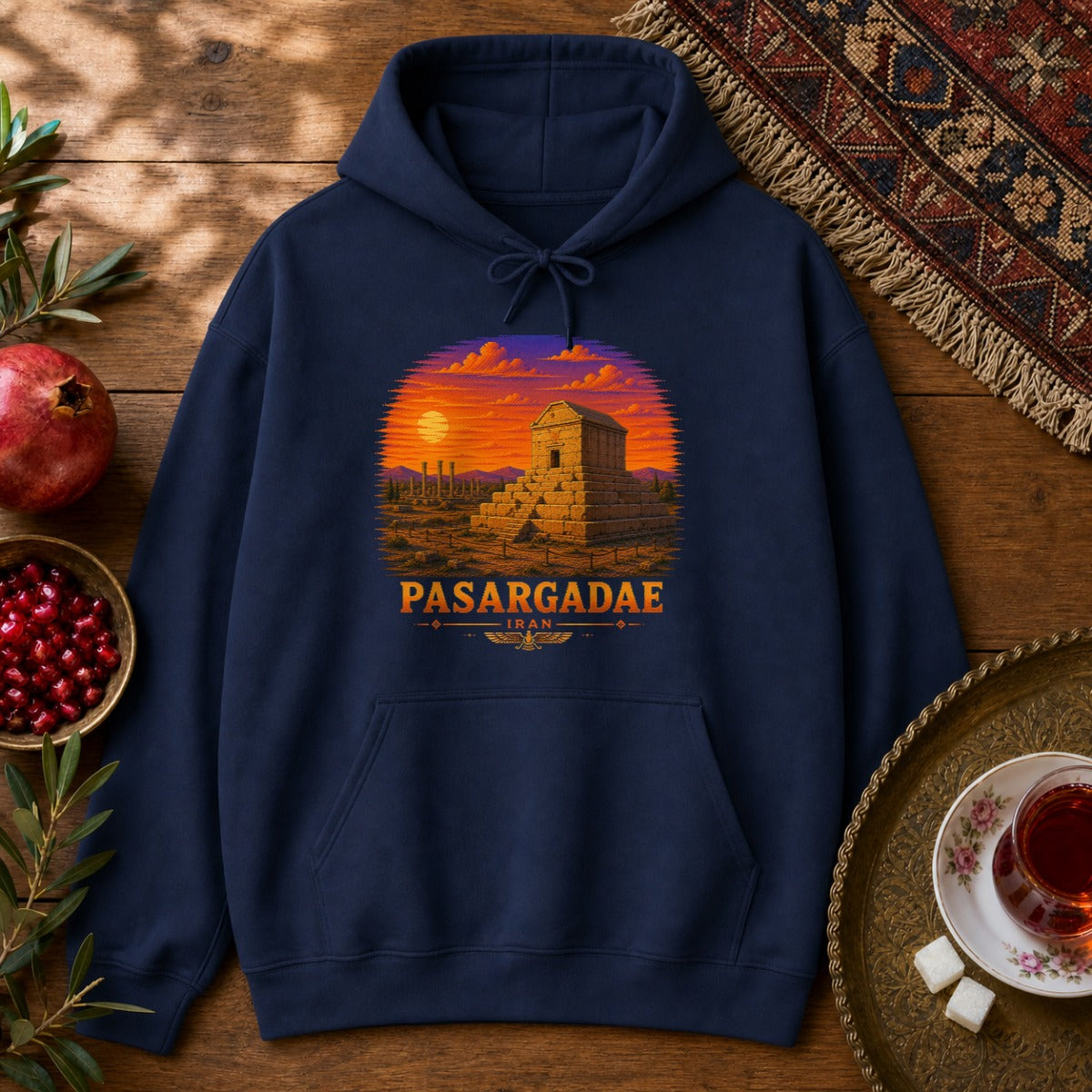 Pasargadae - Pixel Art Hoodie - Navy