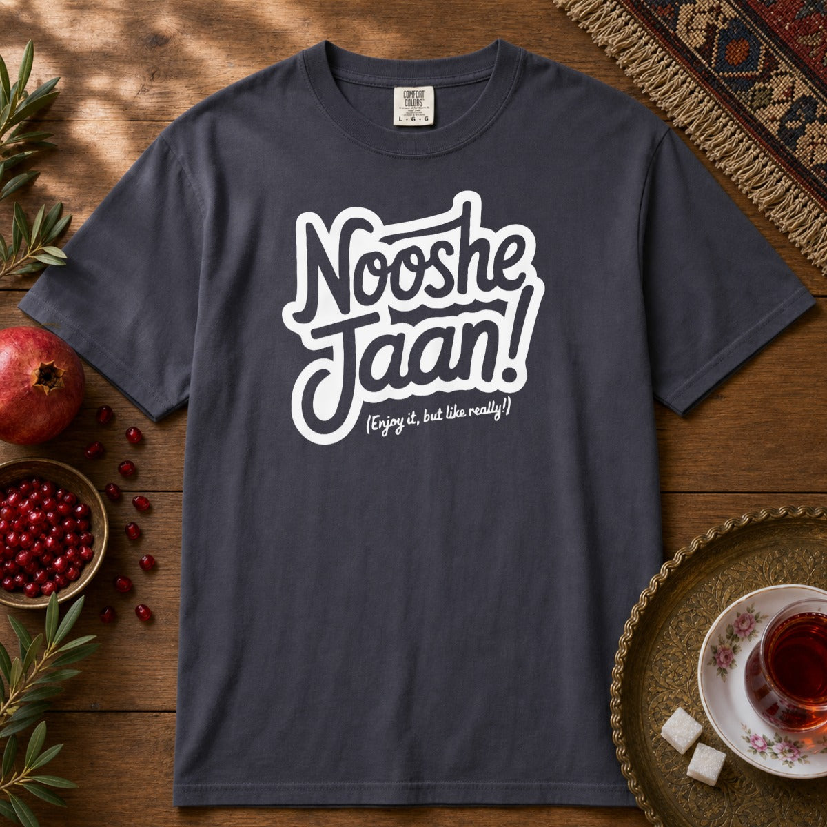 Nooshe Jaan, But Like Really Premium Tee - Navy