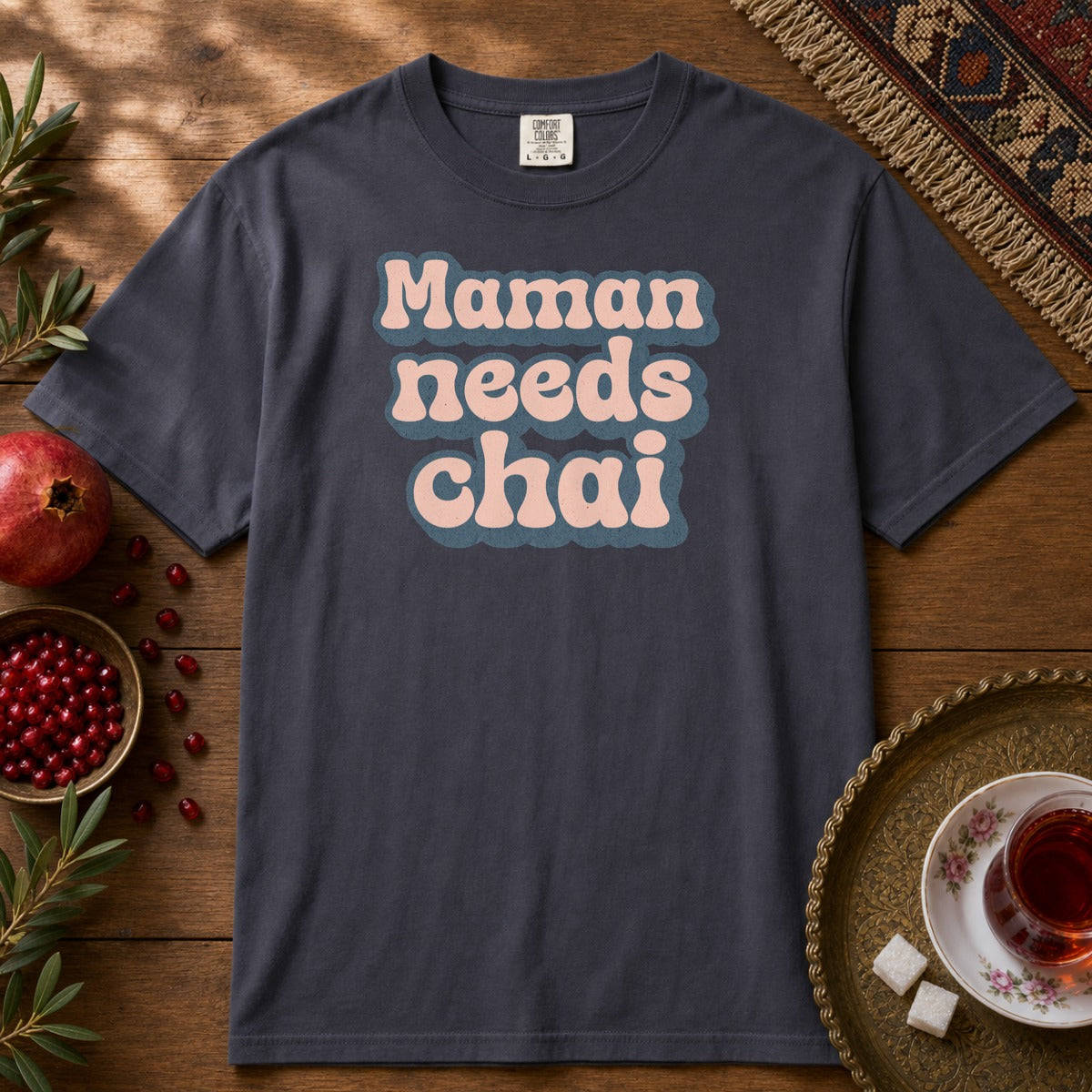Maman Needs Chai Premium Tee - Navy