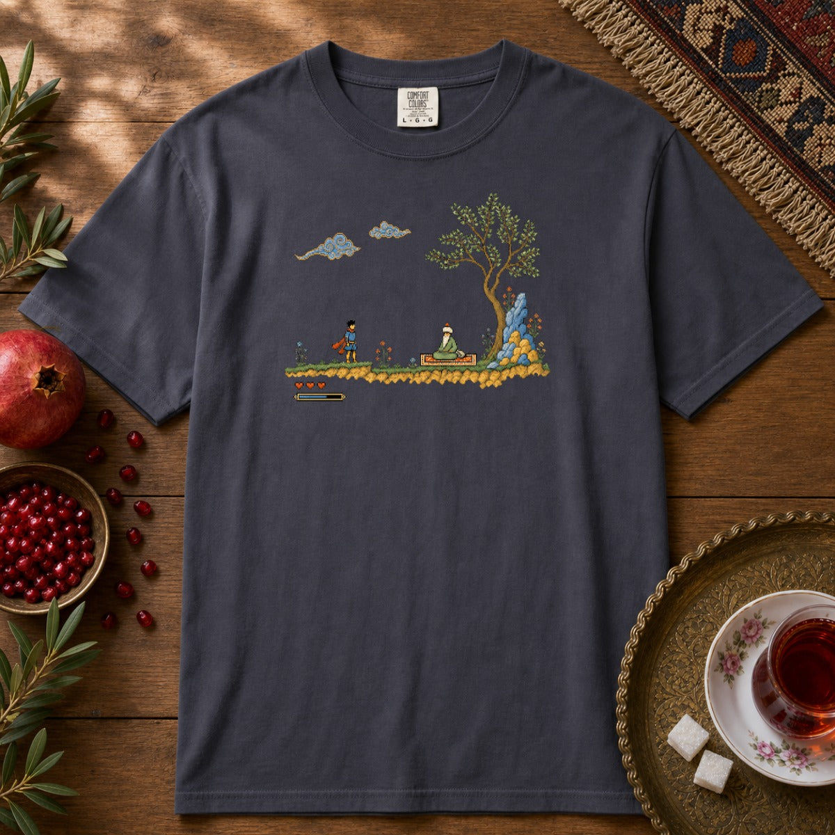 Retro Quest - Pixel Art Premium Tee - Navy