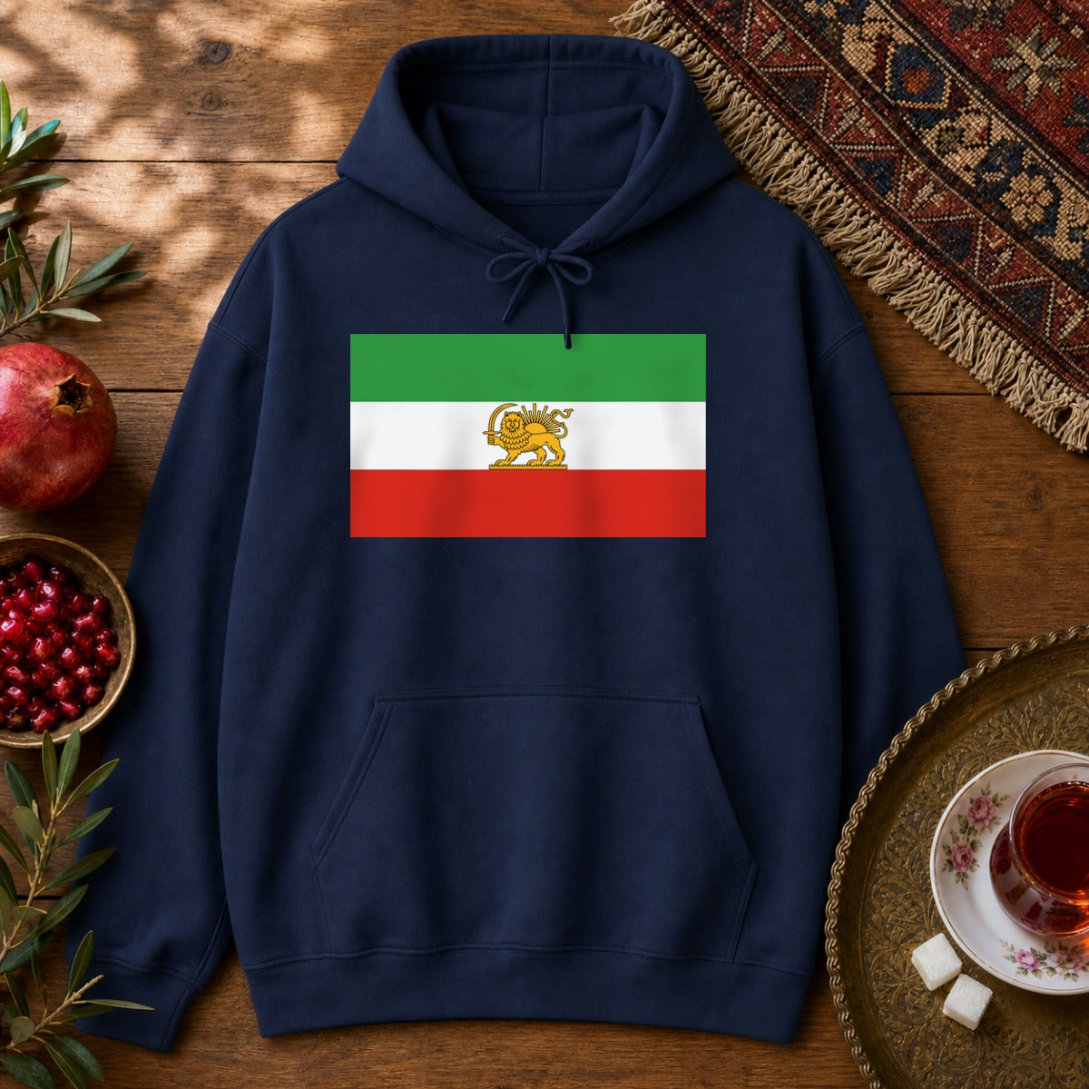Shir-o-Khorshid (Lion & Sun) Hoodie - Navy