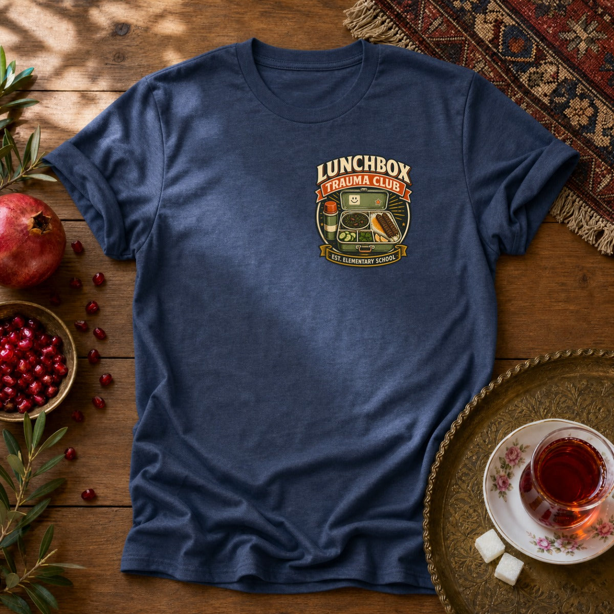 Lunchbox Trauma Club - Chest Print Unisex T-Shirt - Navy