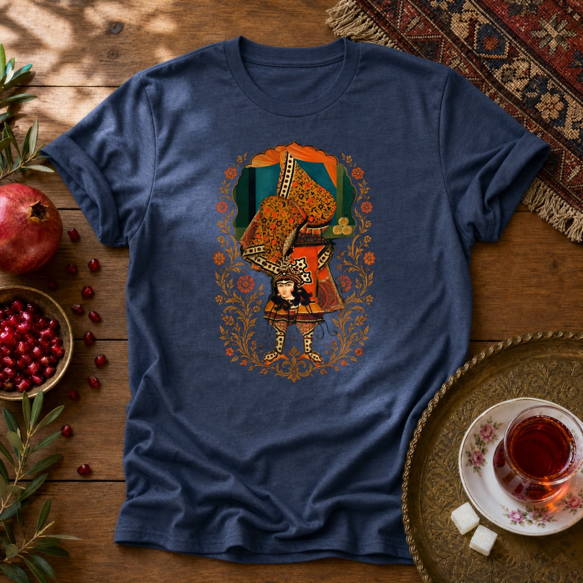 Balancing, Qajar Style Unisex T-Shirt - Navy