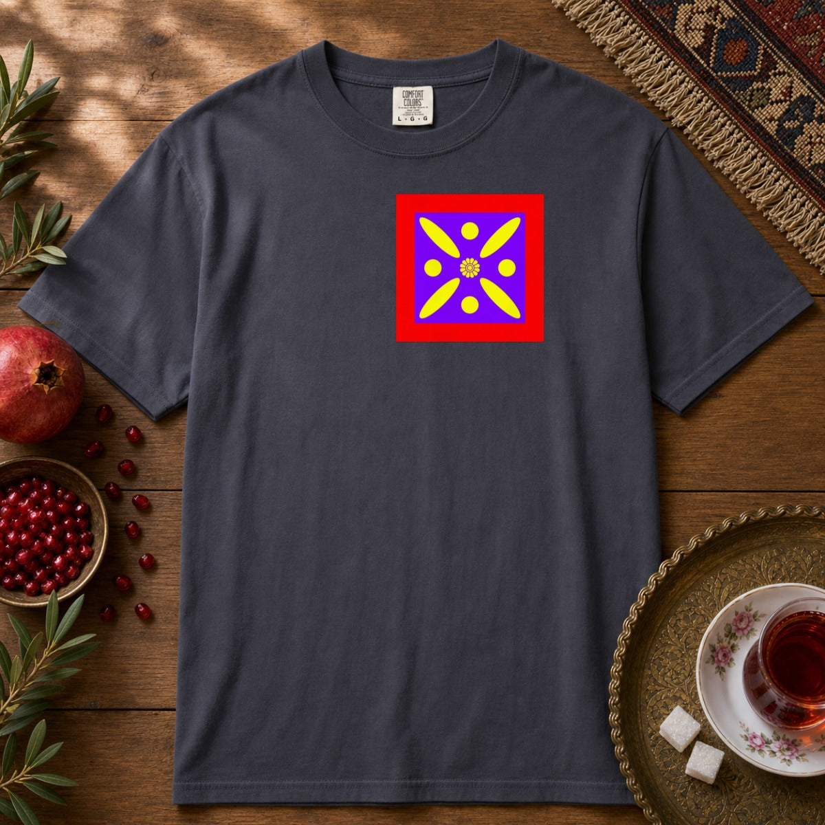 Derafshe Kaviani - Chest Print Premium Tee - Navy