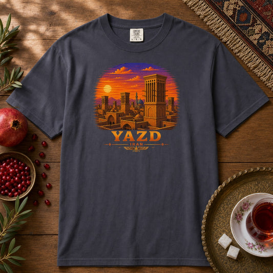Yazd Windcatchers - Pixel Art Premium Tee - Navy