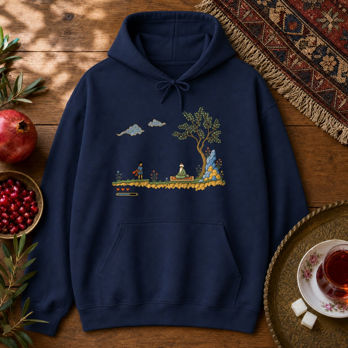 Retro Quest - Pixel Art Hoodie - Navy
