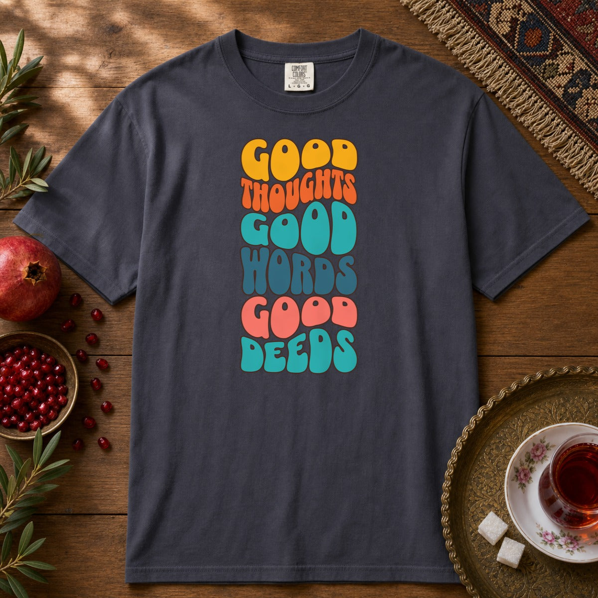 Good thoughts, good words, good deeds - hippie Premium Tee - Navy