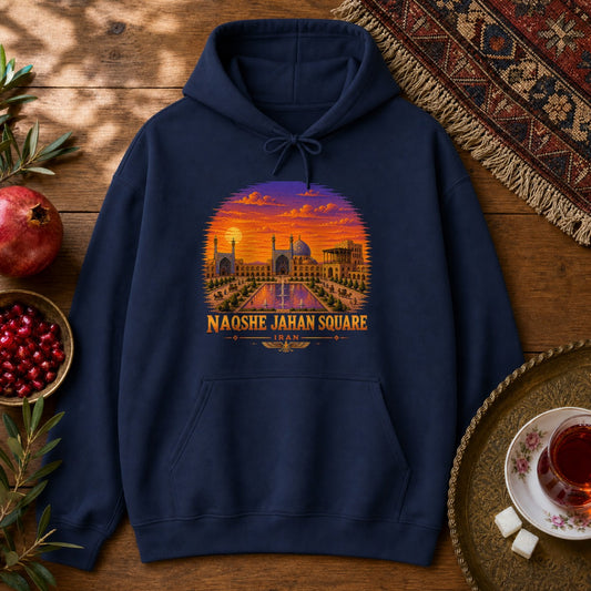 Naqshe Jahan Square - Pixel Art Hoodie - Navy