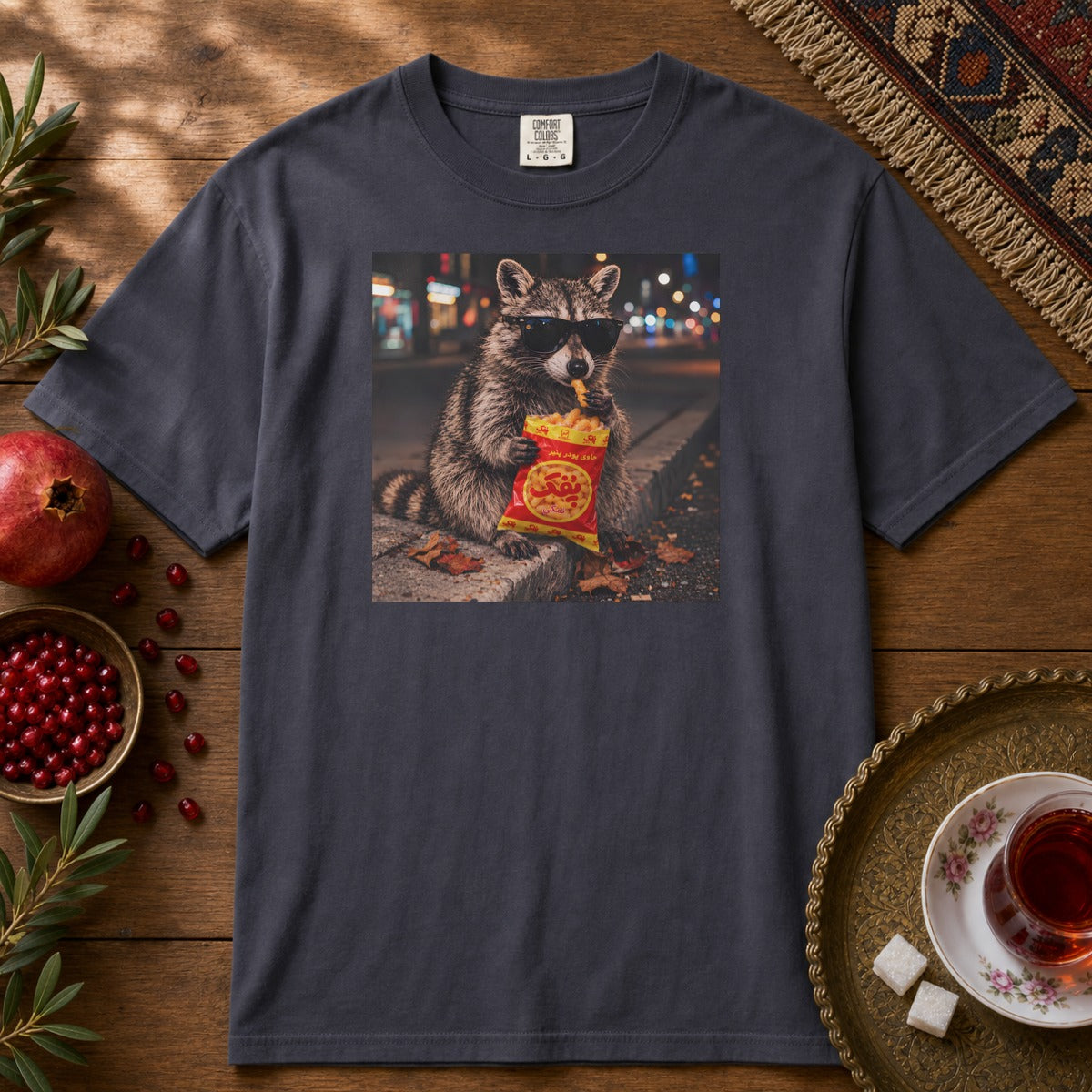 Pofak Raccoon Premium Tee - Navy