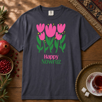 Happy Nowruz Tulips Premium Tee - Navy