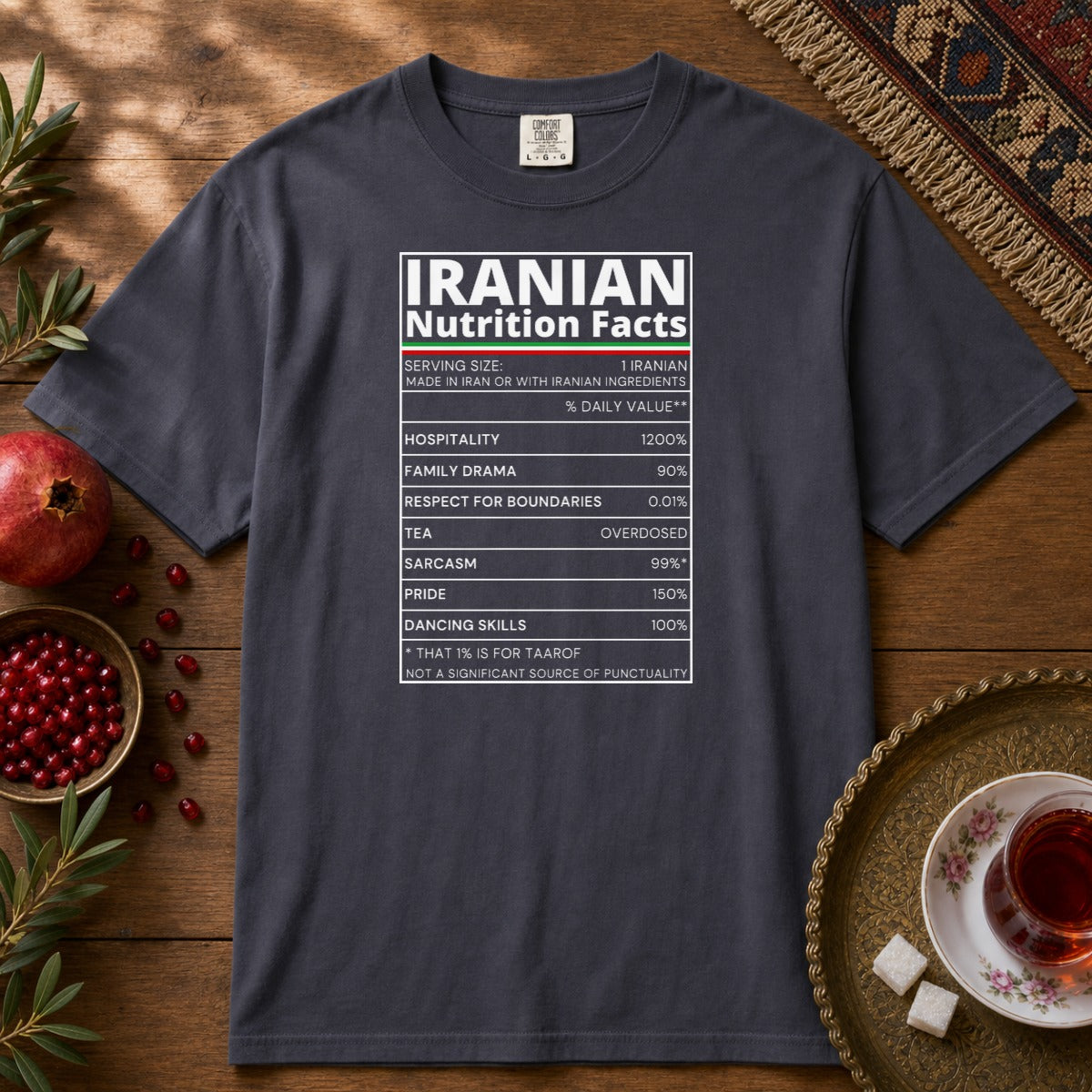 Iranian Nutrition Facts Premium Tee - Navy