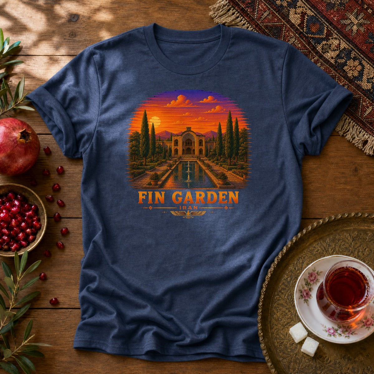 Fin Garden - Pixel Art Unisex T-Shirt - Navy
