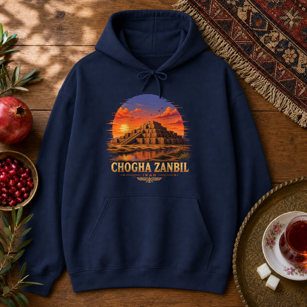 Chogha Zanbil - Pixel Art Hoodie - Navy