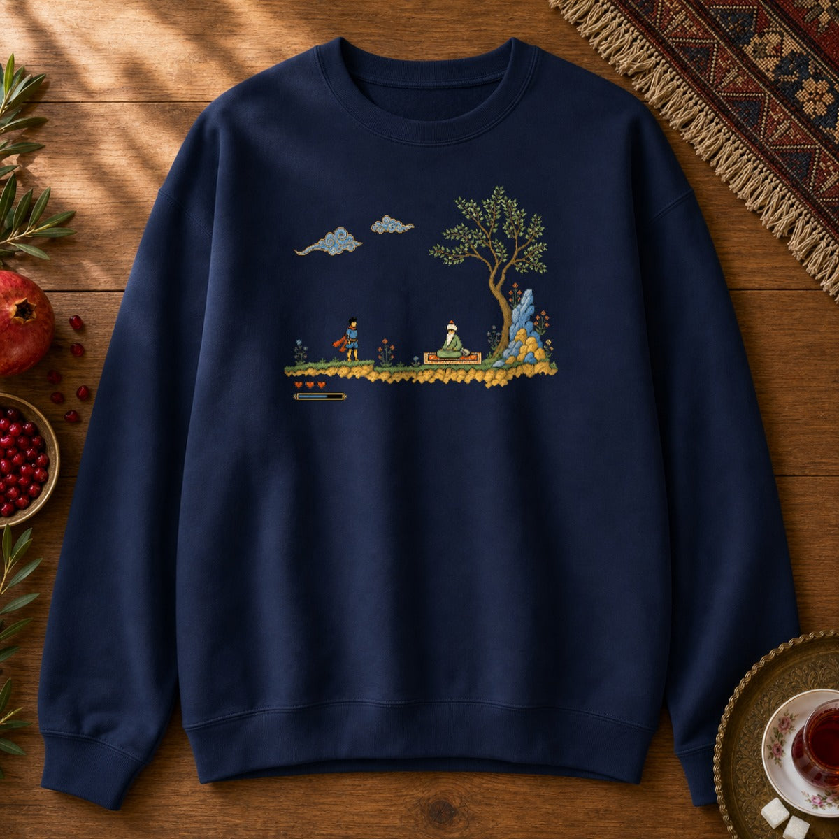 Retro Quest - Pixel Art Sweatshirt - Navy