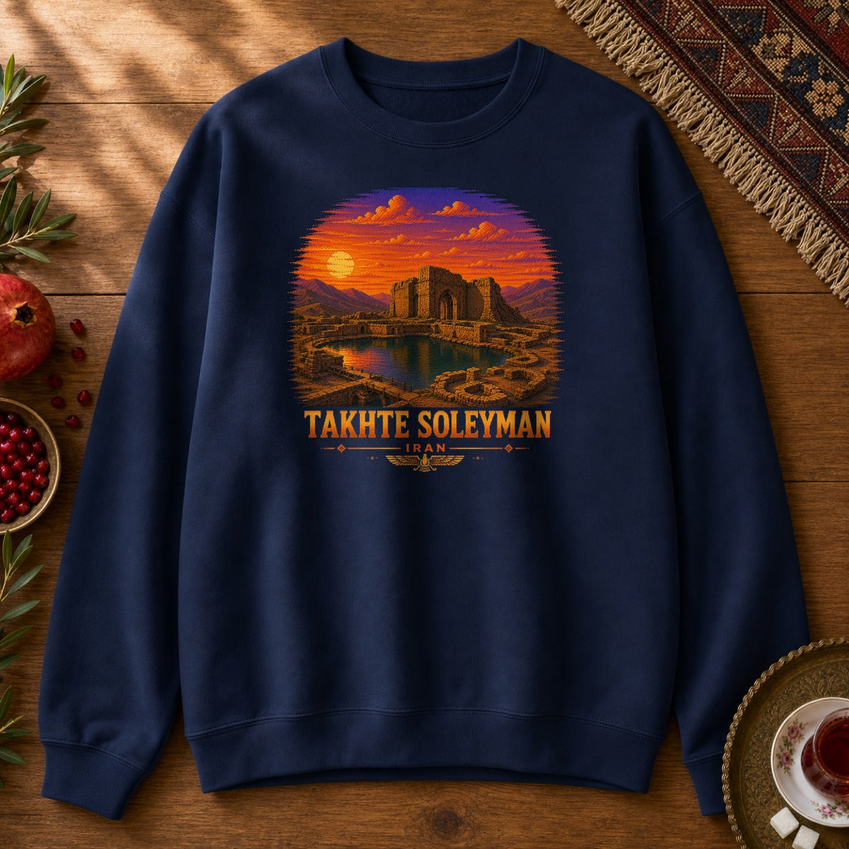 Takhte Soleyman - Pixel Art Sweatshirt - Navy
