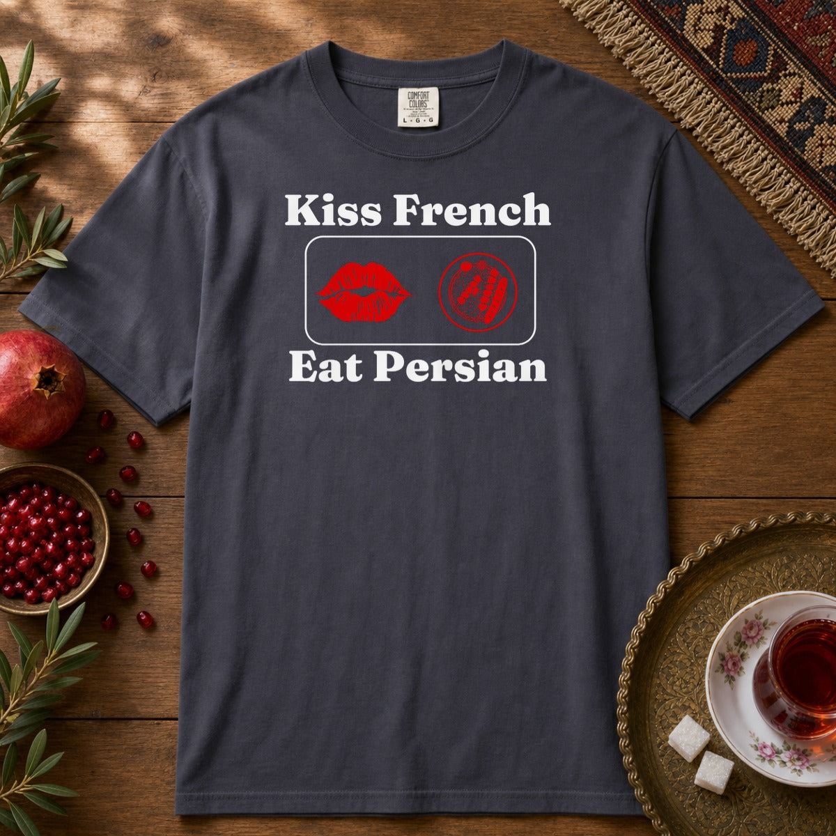 Kiss French Eat Persian Nowruz Premium Tee - Navy