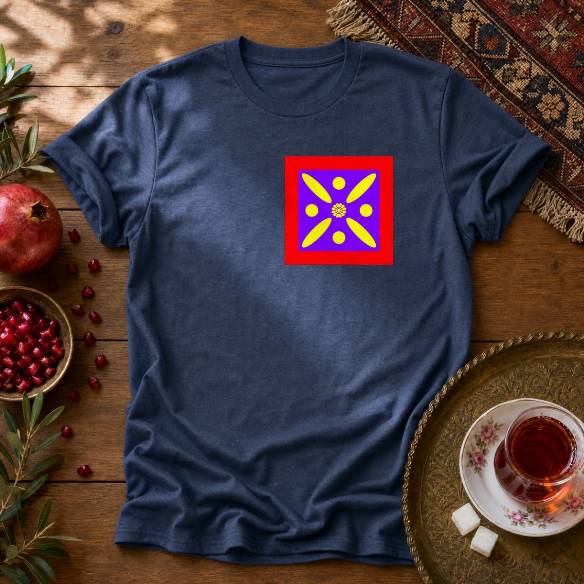 Derafshe Kaviani - Chest Print  Unisex T-Shirt - Navy