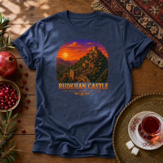 Rudkhan Castle - Pixel Art Unisex T-Shirt - Navy