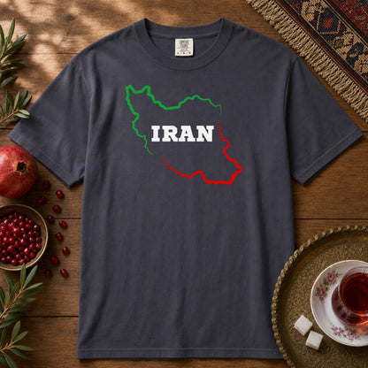 Iran Map - Flag Colors Premium Tee - Navy
