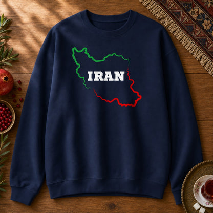 Iran Map - Flag Colors Sweatshirt - Navy