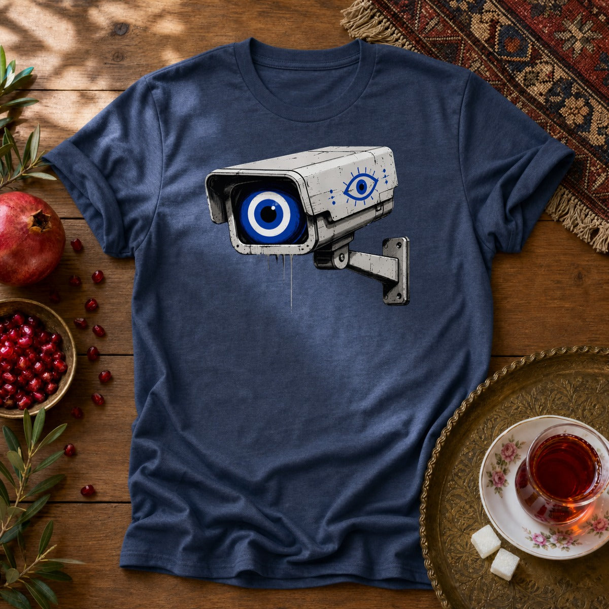 Evil Eye Watching Unisex T-Shirt - Navy