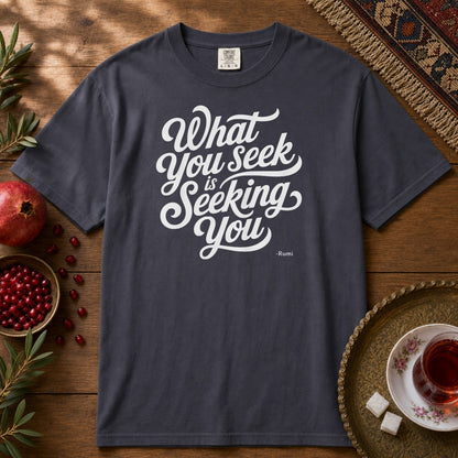 What you seek is seeking you - Rumi Premium Tee - Navy