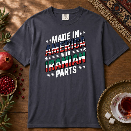 Made in America, with Iranian Parts Premium Tee - Navy