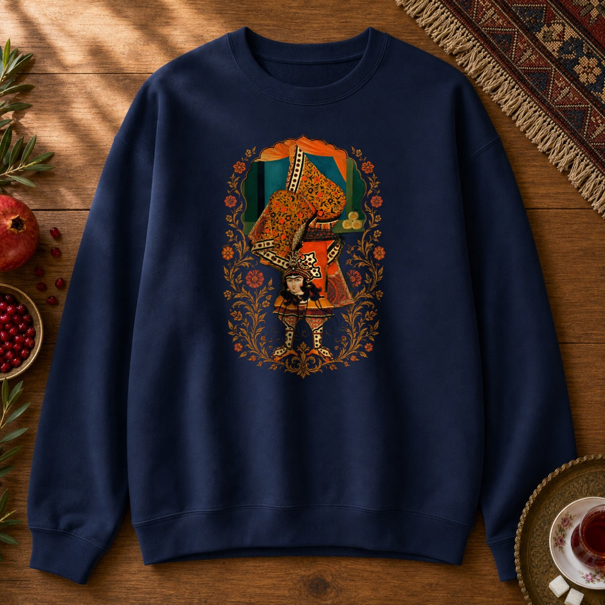 Balancing, Qajar Style Sweatshirt - Navy