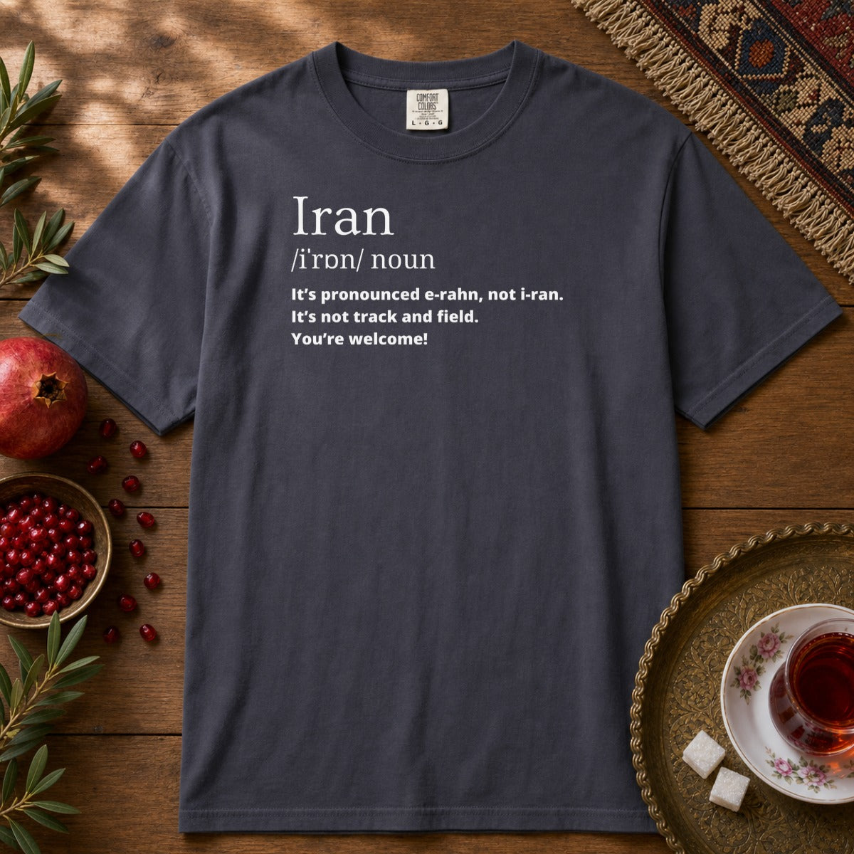 Iran Pronunciation Premium Tee - Navy