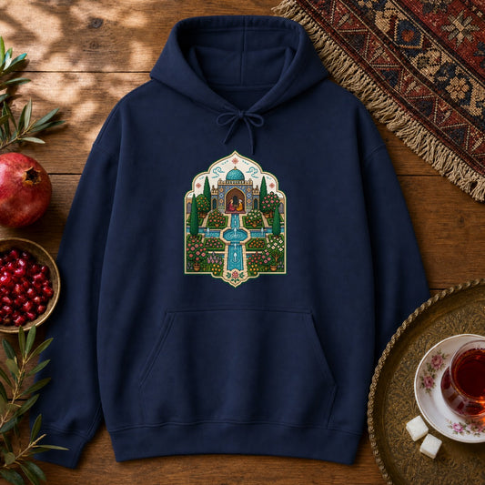 Persian Garden Miniature - Pixel Art Hoodie - Navy