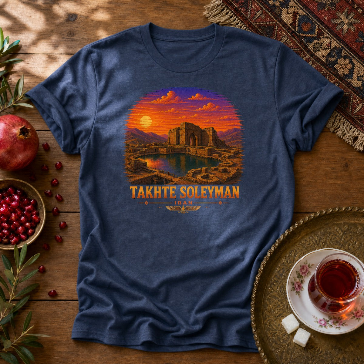 Takhte Soleyman - Pixel Art Unisex T-Shirt - Navy