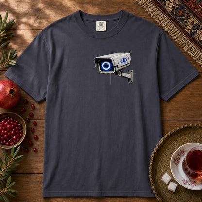 Evil Eye Watching Premium Tee - Chest Print - Navy