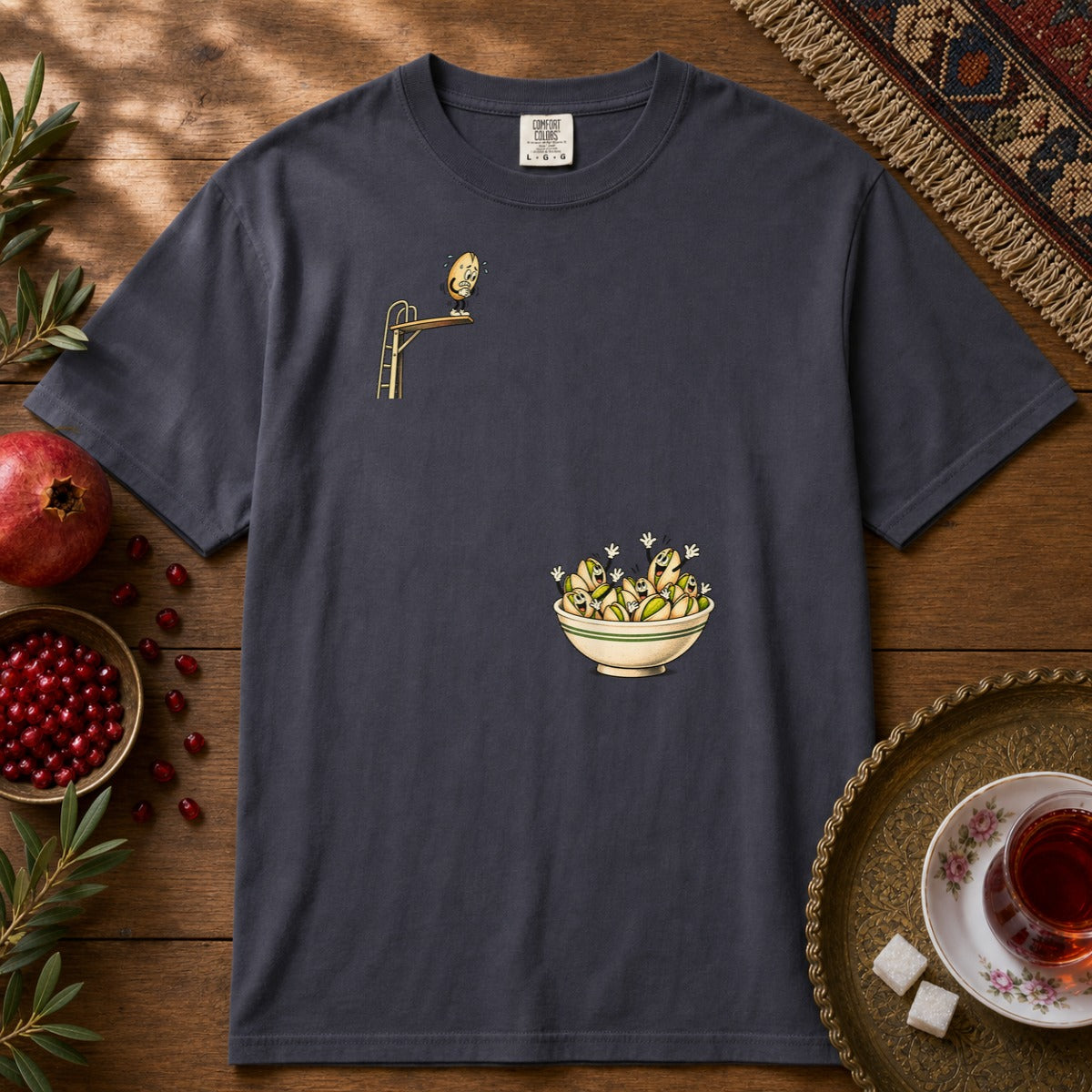 Diving Pistachio Premium Tee - Navy